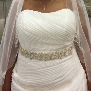 David's Bridal Wedding Dress, Sash & Veil-All New!